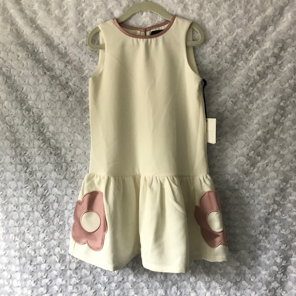 FLASH SALE! White Flower Pocket Drop Waist Dress